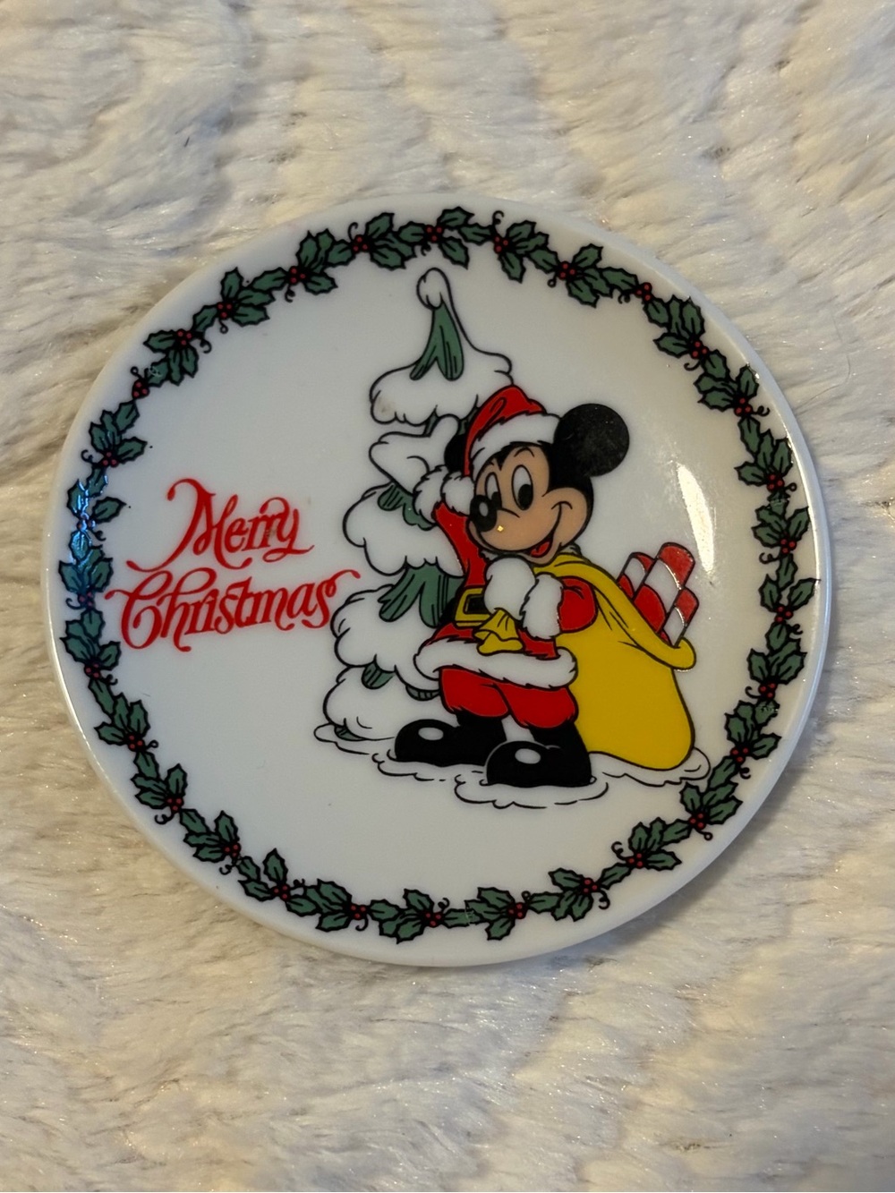 Vintage Disney Mickey Mouse Mini Christmas Plate Disney World Disney Land Japan